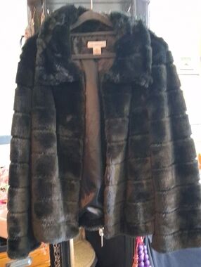 Liz Claiborne Forest Green Faux Fur Teddy Coat